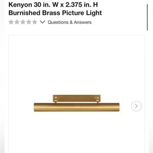 Kenyon 30 in. W x 2.375 in. H Burnished Brass Picture Light